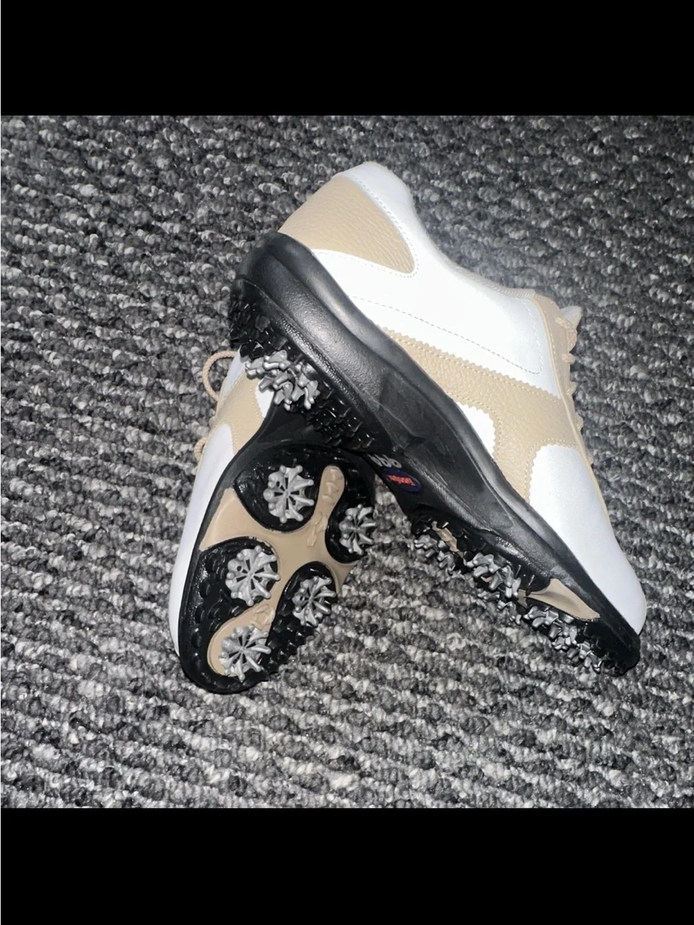 FootJoy Women's White and Beige Lace-Up Golf Sneakers